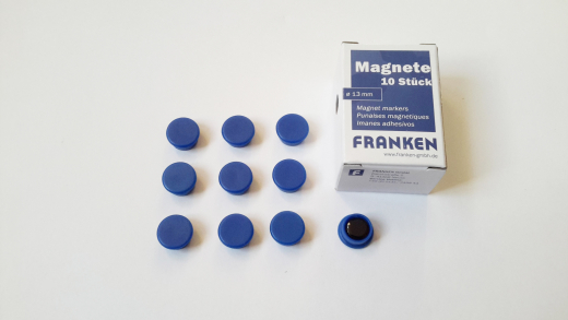 Magnete 10 Stück, 13 mm, blau