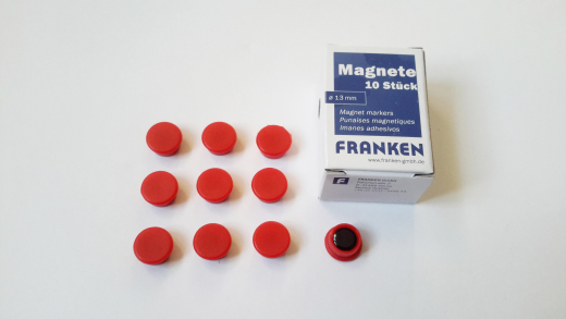 Magnete 10 Stück, 13 mm, rot