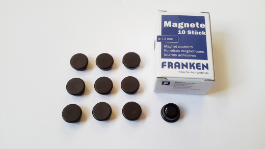 Magnete 10 Stück, 13 mm, schwarz