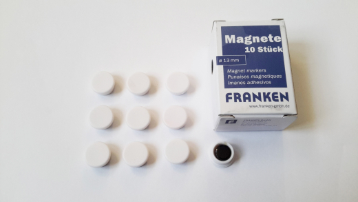 Magnete 10 Stück, 13 mm, weiss