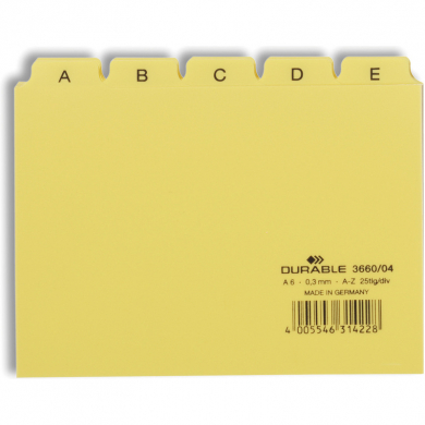 Karteiregister A-Z, 25-teilig, A6, gelb