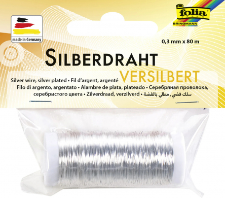 Silberdraht, 0,3 mm x 80 m, versilbert, aus Kupfer