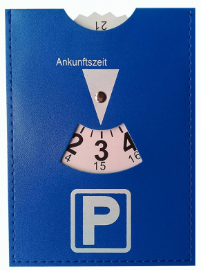 Parkscheibe, aus Kunstleder, blau