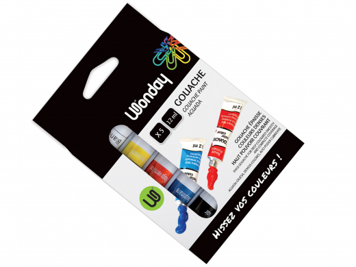 Gouachefarbe 5 Farben, 12 ml pro Tube