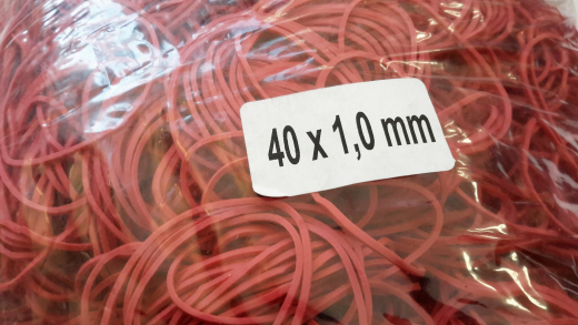 Gummiringe, 1 kg, 40 x 1 mm, rot