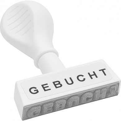Stempel GEBUCHT, Abdruckbreite 45 mm