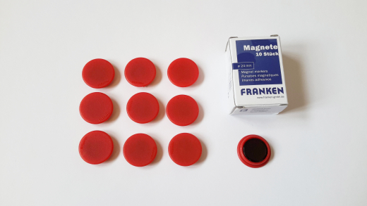 Magnete 10 Stück, 24 mm, rot