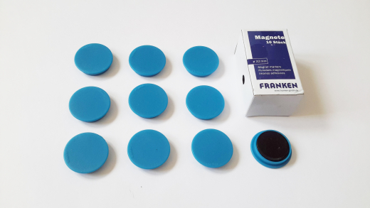Magnete 10 Stück, 32 mm, hellblau