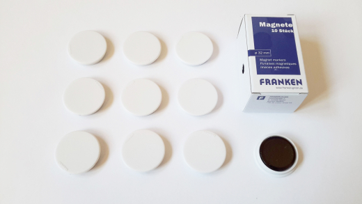 Magnete 10 Stück, 32 mm, weiss