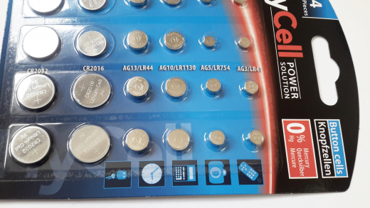 Knopfzelle Set, 24 St, 1.5+3V, Li+Alkali