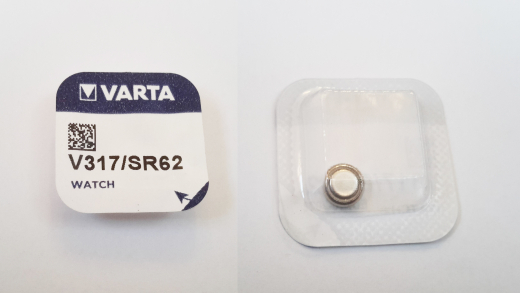 Knopfzelle V317/SR62, Silber-Oxid, Varta
