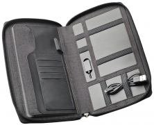 Reisebrieftasche mit Powerbank anthrazit