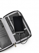 Reisebrieftasche mit Powerbank grau