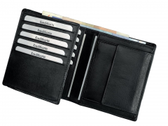 Kombi-Brieftasche, Leder, schwarz