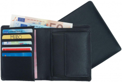 Kombi-Brieftasche, Leder, schwarz