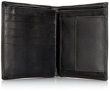 Kombi-Brieftasche, Leder, schwarz