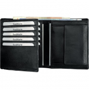 Kombi-Brieftasche, Leder, schwarz