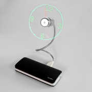 USB-Ventilator mit Uhrzeitanzeige silber